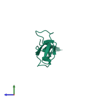 Follistatin-related protein 3 in PDB entry 2kcx, assembly 1, side view.