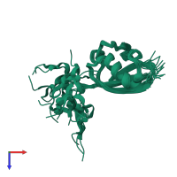 PDB entry 2kd0 coloured by chain, ensemble of 20 models, top view.