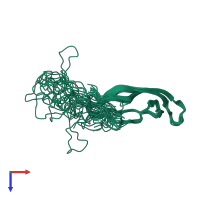PDB entry 2kd3 coloured by chain, ensemble of 15 models, top view.