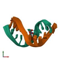PDB entry 2kda coloured by chain, ensemble of 26 models, front view.