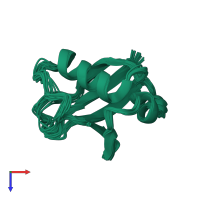 PDB entry 2kdb coloured by chain, ensemble of 20 models, top view.