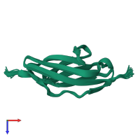 PDB entry 2kdg coloured by chain, ensemble of 25 models, top view.