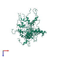 PDB entry 2kdt coloured by chain, ensemble of 20 models, top view.