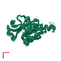 PDB entry 2kdw coloured by chain, ensemble of 21 models, top view.