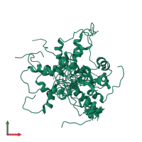 PDB entry 2ke3 coloured by chain, ensemble of 20 models, front view.