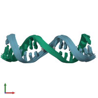 PDB entry 2ke8 coloured by chain, ensemble of 20 models, front view.