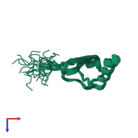 PDB entry 2ked coloured by chain, ensemble of 20 models, top view.