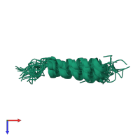 PDB entry 2keh coloured by chain, ensemble of 20 models, top view.