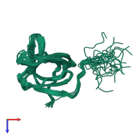 PDB entry 2ken coloured by chain, ensemble of 20 models, top view.