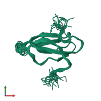 PDB entry 2ker coloured by chain, ensemble of 20 models, front view.