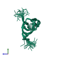 PDB entry 2ker coloured by chain, ensemble of 20 models, side view.