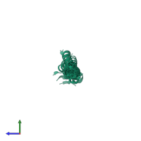 PDB entry 2kes coloured by chain, ensemble of 15 models, side view.