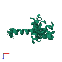 PDB entry 2ket coloured by chain, ensemble of 20 models, top view.