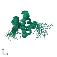 PDB entry 2key coloured by chain, ensemble of 20 models, front view.