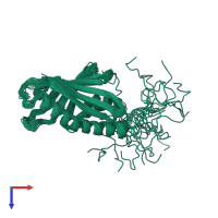 PDB entry 2kf2 coloured by chain, ensemble of 20 models, top view.