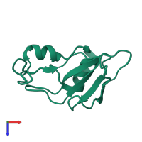 PDB entry 2kf5 coloured by chain, ensemble of 10 models, top view.