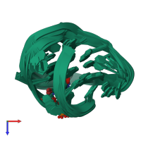 PDB entry 2kf7 coloured by chain, ensemble of 10 models, top view.