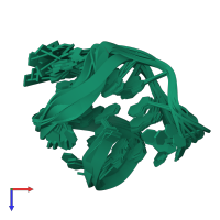 PDB entry 2kf8 coloured by chain, ensemble of 10 models, top view.