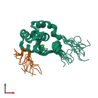 PDB entry 2kfg coloured by chain, ensemble of 10 models, front view.