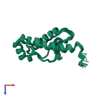 PDB entry 2kfo coloured by chain, ensemble of 20 models, top view.