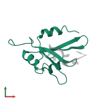 Heterogeneous nuclear ribonucleoprotein F, N-terminally processed in PDB entry 2kfy, assembly 1, front view.