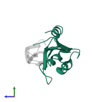 Heterogeneous nuclear ribonucleoprotein F, N-terminally processed in PDB entry 2kfy, assembly 1, side view.