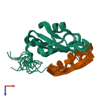 PDB entry 2kg0 coloured by chain, ensemble of 20 models, top view.