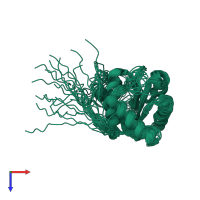 PDB entry 2kg4 coloured by chain, ensemble of 20 models, top view.