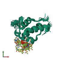 PDB entry 2kg6 coloured by chain, ensemble of 20 models, front view.