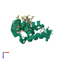 PDB entry 2kg6 coloured by chain, ensemble of 20 models, top view.