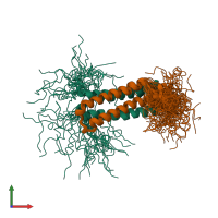 PDB entry 2kg7 coloured by chain, ensemble of 30 models, front view.