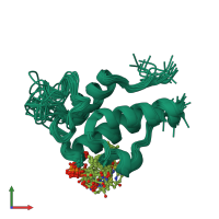 PDB entry 2kga coloured by chain, ensemble of 20 models, front view.