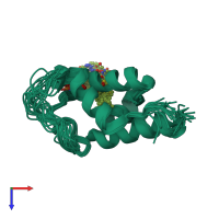 PDB entry 2kgc coloured by chain, ensemble of 20 models, top view.