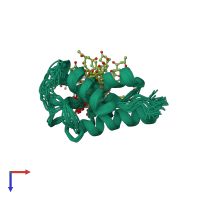 PDB entry 2kge coloured by chain, ensemble of 20 models, top view.