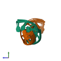 PDB entry 2kh3 coloured by chain, ensemble of 9 models, side view.