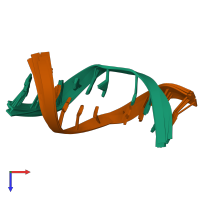 PDB entry 2kh3 coloured by chain, ensemble of 9 models, top view.