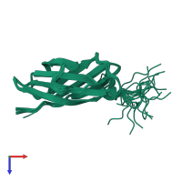 PDB entry 2kha coloured by chain, ensemble of 20 models, top view.