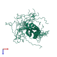 PDB entry 2khd coloured by chain, ensemble of 20 models, top view.