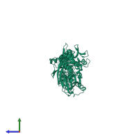 PDB entry 2kho coloured by chain, side view.