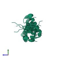 PDB entry 2khq coloured by chain, ensemble of 20 models, side view.