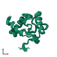 PDB entry 2kif coloured by chain, ensemble of 20 models, front view.