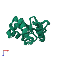 PDB entry 2kif coloured by chain, ensemble of 20 models, top view.