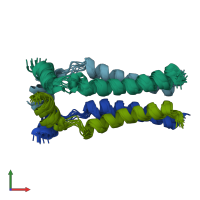 PDB entry 2kih coloured by chain, ensemble of 10 models, front view.