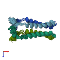 PDB entry 2kih coloured by chain, ensemble of 10 models, top view.