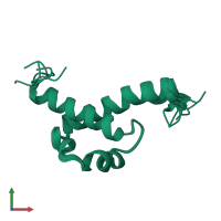 PDB entry 2kis coloured by chain, ensemble of 7 models, front view.