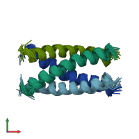 PDB entry 2kix coloured by chain, ensemble of 15 models, front view.