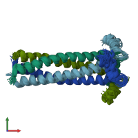 PDB entry 2kj1 coloured by chain, ensemble of 15 models, front view.