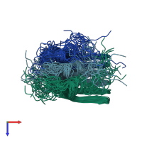 PDB entry 2kj3 coloured by chain, ensemble of 20 models, top view.