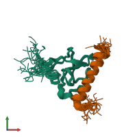 PDB entry 2kj4 coloured by chain, ensemble of 20 models, front view.