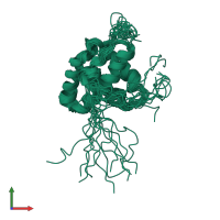 PDB entry 2kj5 coloured by chain, ensemble of 20 models, front view.